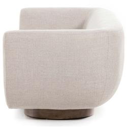 Sabina Modern Classic Beige Performance Brown Wood Base Tight Back Sofa - 87"W|