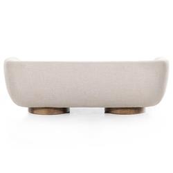 Sabina Modern Classic Beige Performance Brown Wood Base Tight Back Sofa - 87"W|