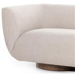 Sabina Modern Classic Beige Performance Brown Wood Base Tight Back Sofa - 87"W|