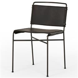 Oxton Industrial Loft Black Seat Iron Frame Dining Side Chair|