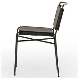 Oxton Industrial Loft Black Seat Iron Frame Dining Side Chair|