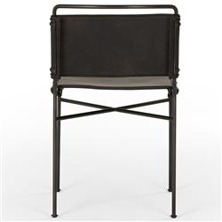 Oxton Industrial Loft Black Seat Iron Frame Dining Side Chair|