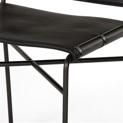 Oxton Industrial Loft Black Seat Iron Frame Dining Side Chair|