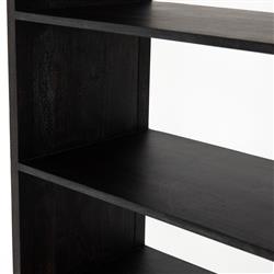 Corazon Global Baazar Black Acacia Wood Mango Woven Cane Open Back Bookcase|