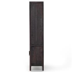 Corazon Global Baazar Black Acacia Wood Mango Woven Cane Open Back Bookcase|