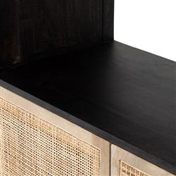 Corazon Global Baazar Black Acacia Wood Mango Woven Cane Open Back Bookcase|