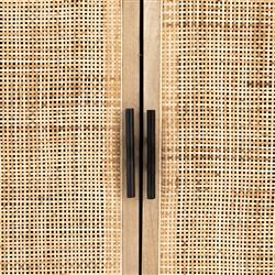Corazon Global Baazar Black Acacia Wood Mango Woven Cane Open Back Bookcase|