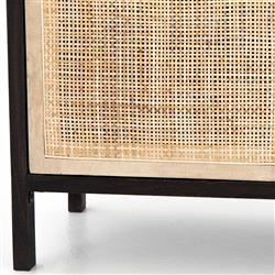 Corazon Global Baazar Black Acacia Wood Mango Woven Cane Open Back Bookcase|