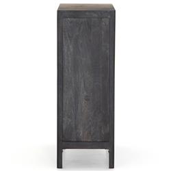 Rhian Coastal Beach Black Mango Wood Natural Woven Cane Dresser|