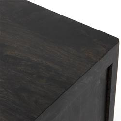 Rhian Coastal Beach Black Mango Wood Natural Woven Cane Dresser|