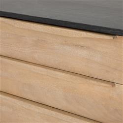 Rhian Coastal Beach Black Mango Wood Natural Woven Cane Dresser|