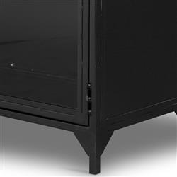 Katren Industrial Loft Black Metal Clear Tempered Glass 2 Door Sideboard|