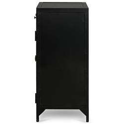 Katren Industrial Loft Black Metal Clear Tempered Glass 2 Door Sideboard|