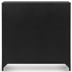 Katren Industrial Loft Black Metal Clear Tempered Glass 2 Door Sideboard|