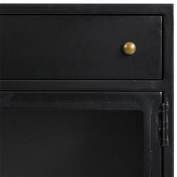 Katren Industrial Loft Black Metal Clear Tempered Glass 2 Door Sideboard|