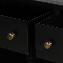 Katren Industrial Loft Black Metal Clear Tempered Glass 2 Door Sideboard|