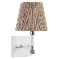 Hensley Coastal Beach Nickel Metal Natural Hemp Shade Armed Sconce|