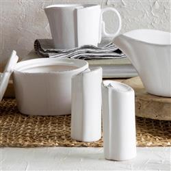 Lastra Modern Classic White Stoneware Salt and Pepper Shakers|