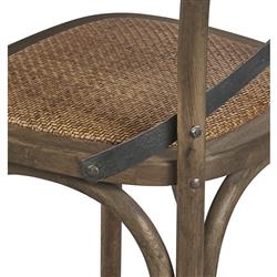 Maze Rustic Brown Seat Oak Wood Frame Grey Iron Cross Back Counter Stool|