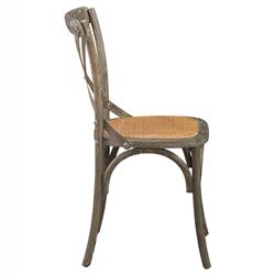 Maze Grey Oak Wood Brown Woven Rattan Cross Back Dining Side Chair|