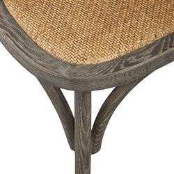 Maze Grey Oak Wood Brown Woven Rattan Cross Back Dining Side Chair|