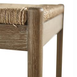 Zhuri Coastal Beach Dark Brown Oak Wood Frame Woven Seat Wishbone Counter Stool|