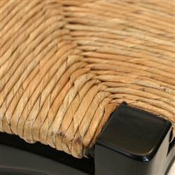 Lacey Rustic Brown Woven Seat Black Mahogany Wood Frame Ladder Back Side Chair|