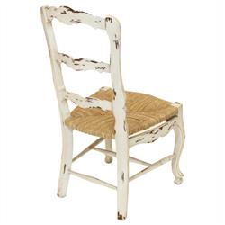 Lacey Rustic Brown Woven Distressed White Mahogany Wood Ladder Back Side Chair|