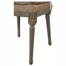 Ensley Beige Performance Gold Burlap Grey Pine Wood Nailhead Trim Side Chair|