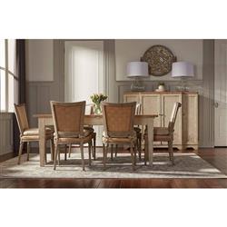 Ensley Beige Performance Gold Burlap Grey Pine Wood Nailhead Trim Side Chair|