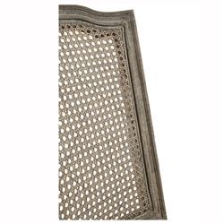 Emberly French Beige Cushion Grey Pine Wood Cane Burlap Nailhead Side Chair|