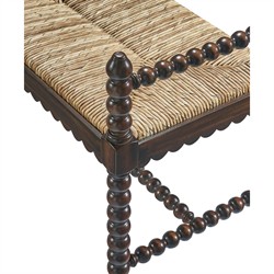 Meilani Coastal Brown Woven Seat Black Mahogany Wood Frame Long Entryway Bench|