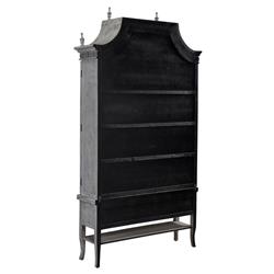Bien French Country Grey Wood Glass Cathedral Arched Cabinet|