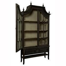 Bien French Clear Glass Black Wood 2 Door Display Case China Cabinet|