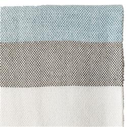 Palma Coastal Blue Wool White Stripe Handwoven Throw Blanket|