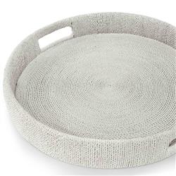 Palecek Monarch Coastal Beach White Sand Seagrass Rope Round Tray -Small|