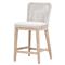 Kailey Coastal Beach White Performance Seat Woven Rope Mahogany Frame Counter Stool