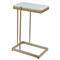 Amirah Hollywood Regency White Marble Top Gold Iron Rectangular C Side Table