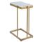 Amirah Hollywood Regency White Marble Top Gold Iron Rectangular C Side Table