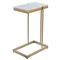 Amirah Hollywood Regency White Marble Top Gold Iron Rectangular C Side Table