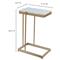 Amirah Hollywood Regency White Marble Top Gold Iron Rectangular C Side Table