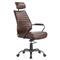 Reid Industrial Tufted Brown Upholstered Silver Iron Adjustable Office Chair