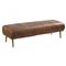 Dominick Regency Brown Upholstered Leather Gold Iron Entryway Bench