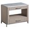 Luke Modern Classic White Stone Top Silver Metal Base 2 Drawer Nightstand