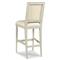 Collette French Uphostered Seat White Wood Woven Cane Back Counter Stool
