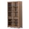 Clarence Rustic Lodge Brown Oak Wood Clear Glass Door Display Case