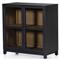 Clarence Rustic Lodge Black Solid Oak Wood Clear Glass Media Cabinet