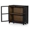 Clarence Rustic Lodge Black Solid Oak Wood Clear Glass Media Cabinet