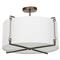 Theresa French Country Bronze Metal White Linen Semi Flush Mount