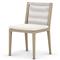 Shelly Coastal White Upholstered Seat Natural Teak Outdoor Dining Side Chair
